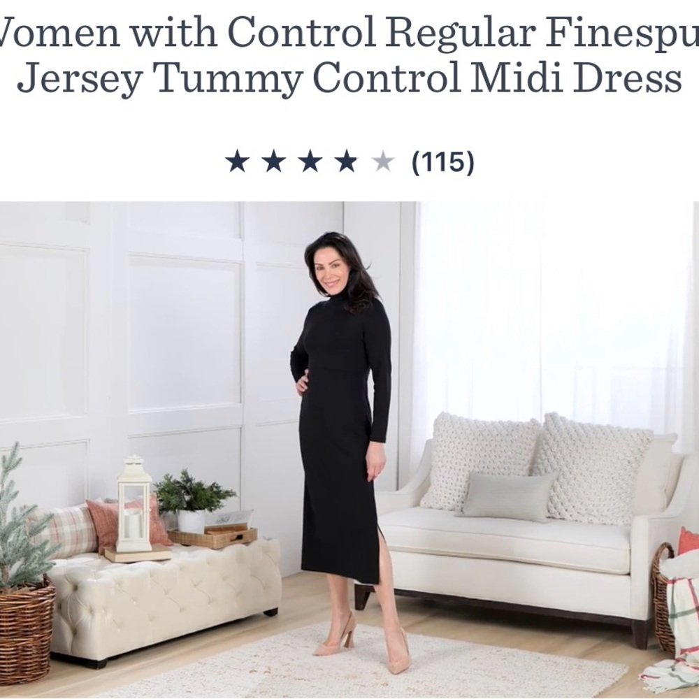 Long black turtleneck dress, 48” in length, 10” left side slit